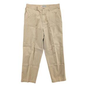 Structure Chino Pants Mens Beige Khaki Flat Front 100% Cotton Size 33x30